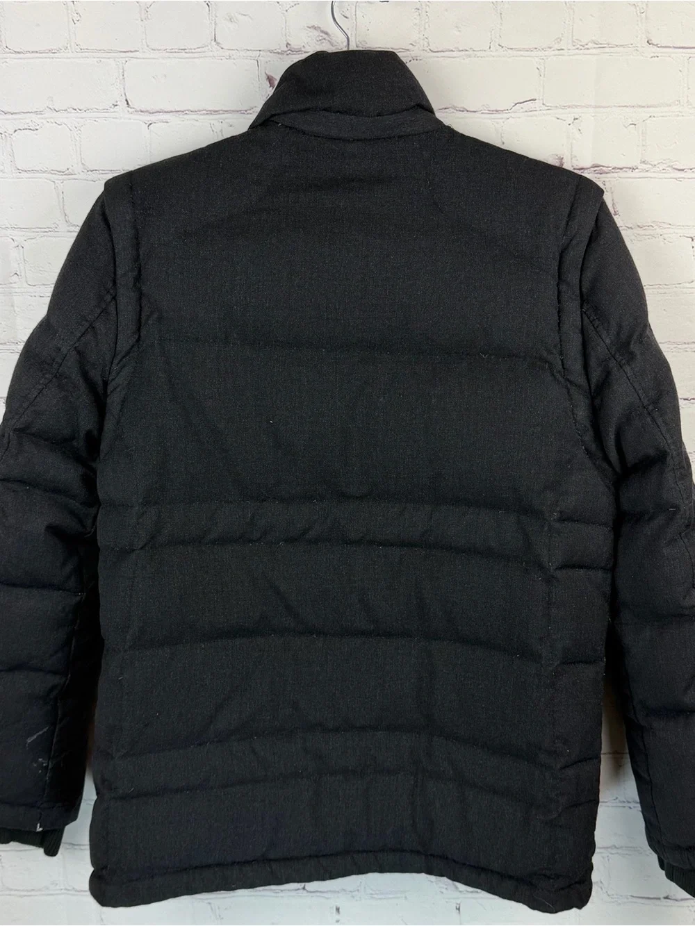 Tumi Black Quilted Wool Cashmere Blend Convertible Down Jacket Small Quiet Luxe